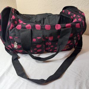 Rockland Black/Pink Dot Duffel Bag